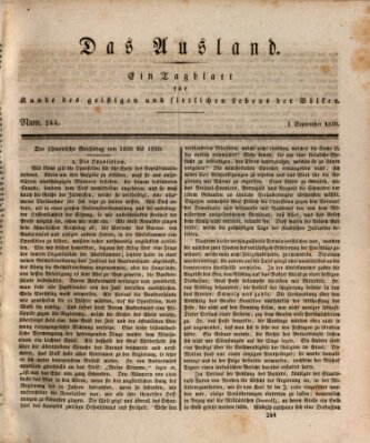 Das Ausland Mittwoch 1. September 1830