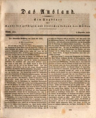 Das Ausland Donnerstag 2. September 1830