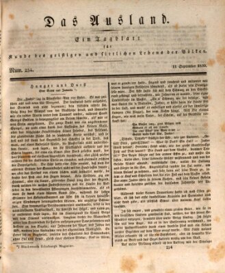 Das Ausland Samstag 11. September 1830