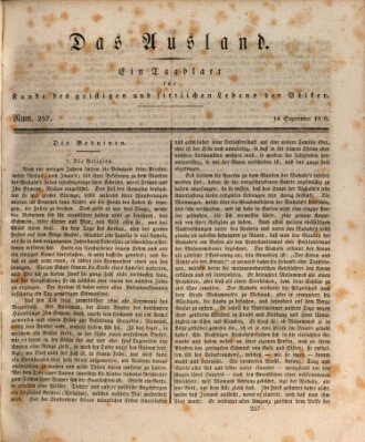 Das Ausland Dienstag 14. September 1830