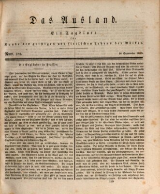 Das Ausland Donnerstag 16. September 1830