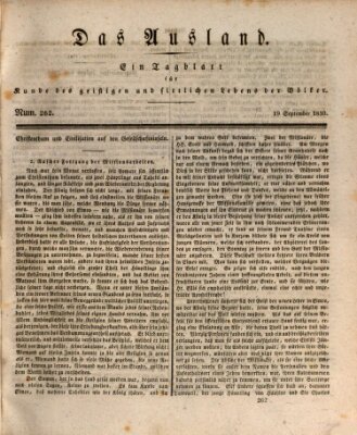 Das Ausland Sonntag 19. September 1830