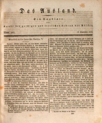 Das Ausland Mittwoch 22. September 1830