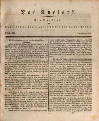 Das Ausland Donnerstag 23. September 1830