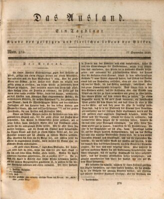 Das Ausland Montag 27. September 1830