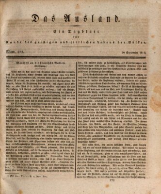 Das Ausland Donnerstag 30. September 1830