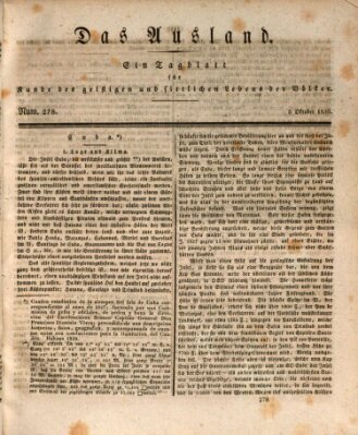 Das Ausland Dienstag 5. Oktober 1830