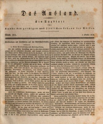 Das Ausland Freitag 8. Oktober 1830