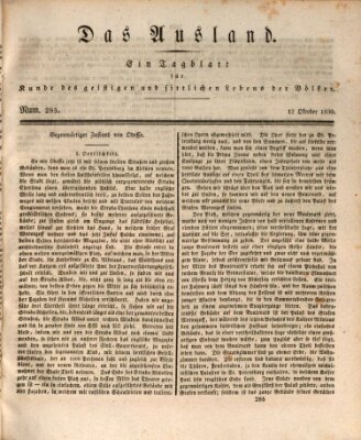 Das Ausland Dienstag 12. Oktober 1830