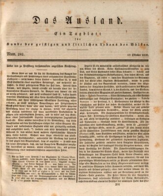 Das Ausland Dienstag 19. Oktober 1830