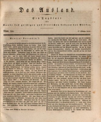 Das Ausland Mittwoch 27. Oktober 1830