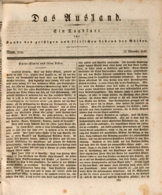 Das Ausland Freitag 12. November 1830