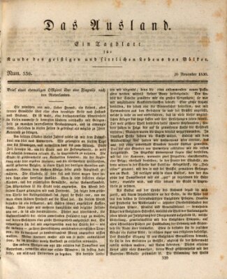 Das Ausland Freitag 26. November 1830