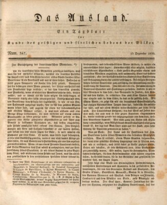 Das Ausland Montag 13. Dezember 1830