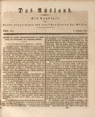 Das Ausland Freitag 17. Dezember 1830