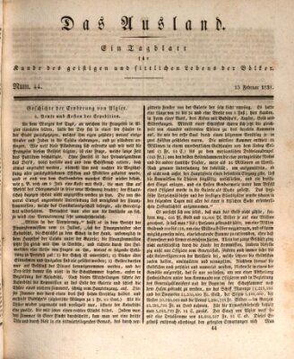 Das Ausland Sonntag 13. Februar 1831