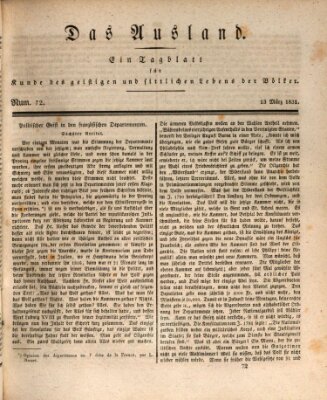 Das Ausland Sonntag 13. März 1831