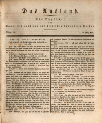 Das Ausland Sonntag 20. März 1831