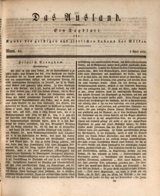 Das Ausland Samstag 2. April 1831