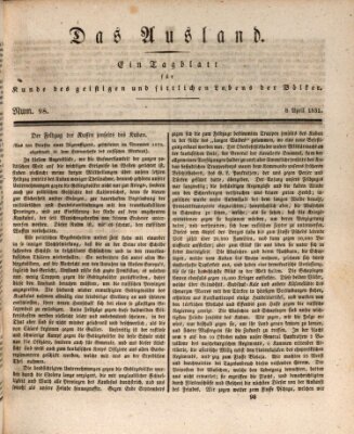 Das Ausland Freitag 8. April 1831