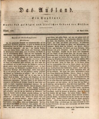 Das Ausland Mittwoch 13. April 1831