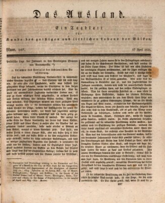 Das Ausland Sonntag 17. April 1831