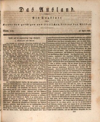 Das Ausland Dienstag 26. April 1831