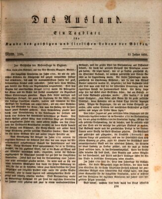 Das Ausland Mittwoch 13. Juli 1831