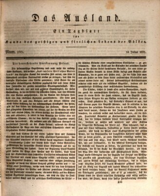 Das Ausland Donnerstag 14. Juli 1831