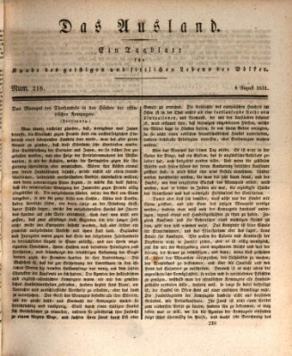 Das Ausland Donnerstag 4. August 1831