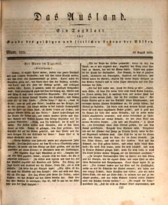 Das Ausland Mittwoch 10. August 1831