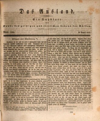 Das Ausland Donnerstag 18. August 1831