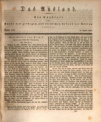 Das Ausland Sonntag 21. August 1831