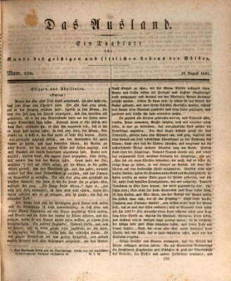 Das Ausland Mittwoch 24. August 1831