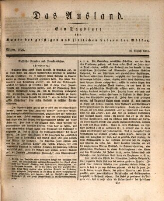 Das Ausland Freitag 26. August 1831