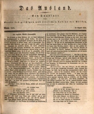 Das Ausland Sonntag 28. August 1831