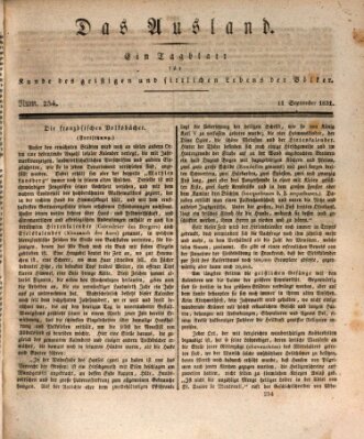 Das Ausland Sonntag 11. September 1831