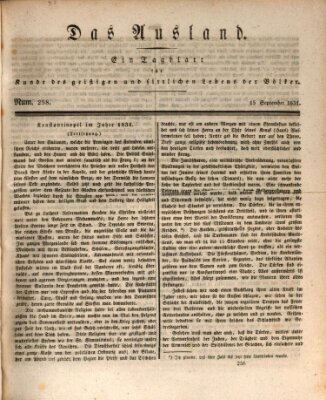 Das Ausland Donnerstag 15. September 1831