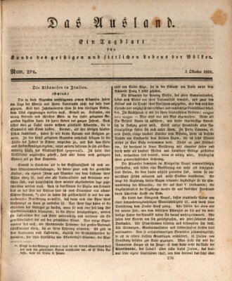 Das Ausland Montag 3. Oktober 1831