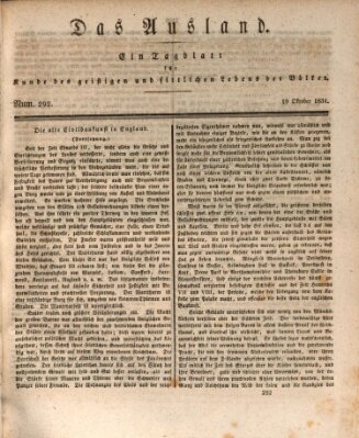 Das Ausland Mittwoch 19. Oktober 1831