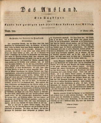 Das Ausland Donnerstag 27. Oktober 1831