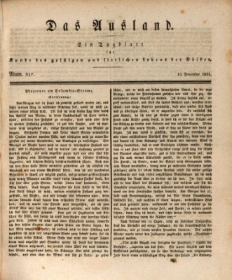 Das Ausland Sonntag 13. November 1831