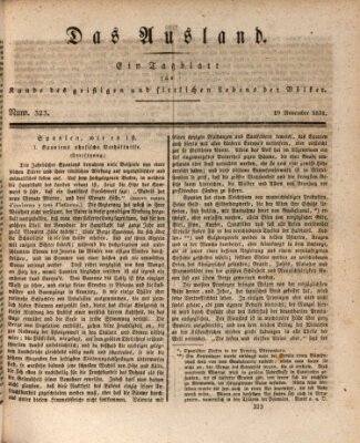 Das Ausland Samstag 19. November 1831