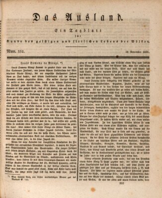 Das Ausland Montag 28. November 1831