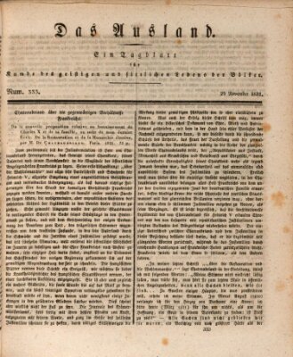 Das Ausland Dienstag 29. November 1831