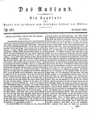 Das Ausland Freitag 24. August 1832