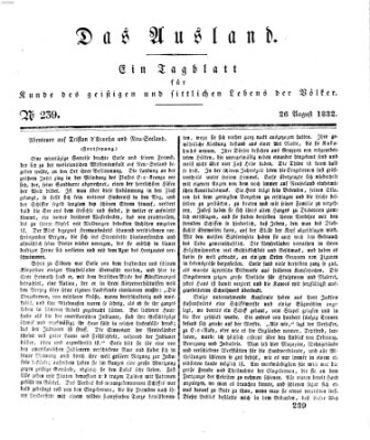 Das Ausland Sonntag 26. August 1832