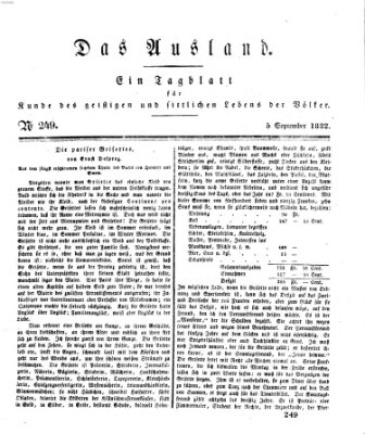 Das Ausland Mittwoch 5. September 1832