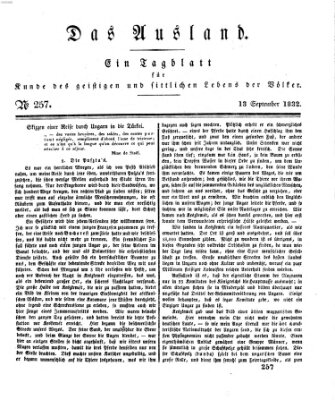 Das Ausland Donnerstag 13. September 1832