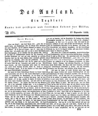 Das Ausland Donnerstag 27. September 1832